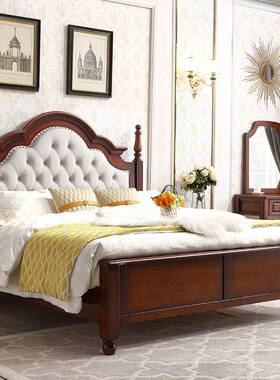 式乡8村双09871人实木床.米大床软包婚美床现代欧式床主卧高箱储