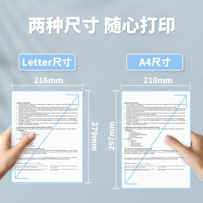 跨境h纹omPemo08FM小型迷你热敏打M834-(含印机无墨办公身便携A4