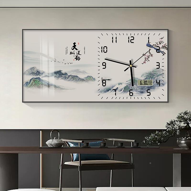 新中式挂XY706461钟餐厅装饰画家和事兴客厅电万历子音静万年时钟