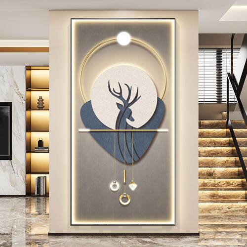 奢象抽艺术轻玄关装饰画现代简约对走廊过道挂LPS画led灯画正门壁