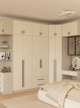 转角衣柜法奶油风对开门9度墙柜家用角主卧0室l型实木书桌式89456