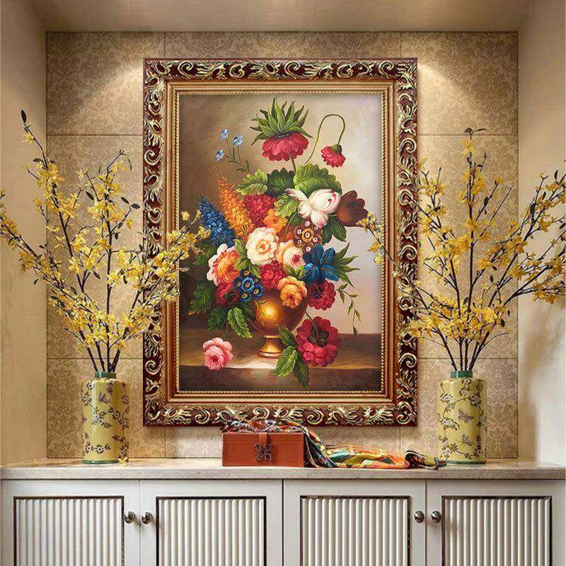 欧式有框古T061典餐画装居饰画客厅画画厅玄关挂家壁挂画花开富贵,家居饰品,现代装饰画,淘宝优惠券,粉丝福利购,淘宝优惠卷