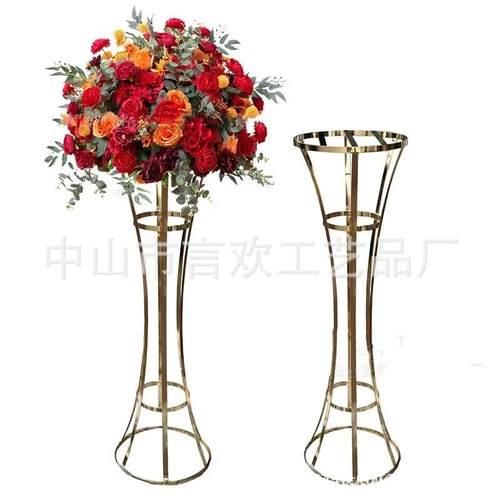 新款婚布置路引架金色铁YH0034庆艺婚礼道具架子镀摆件花电方框装