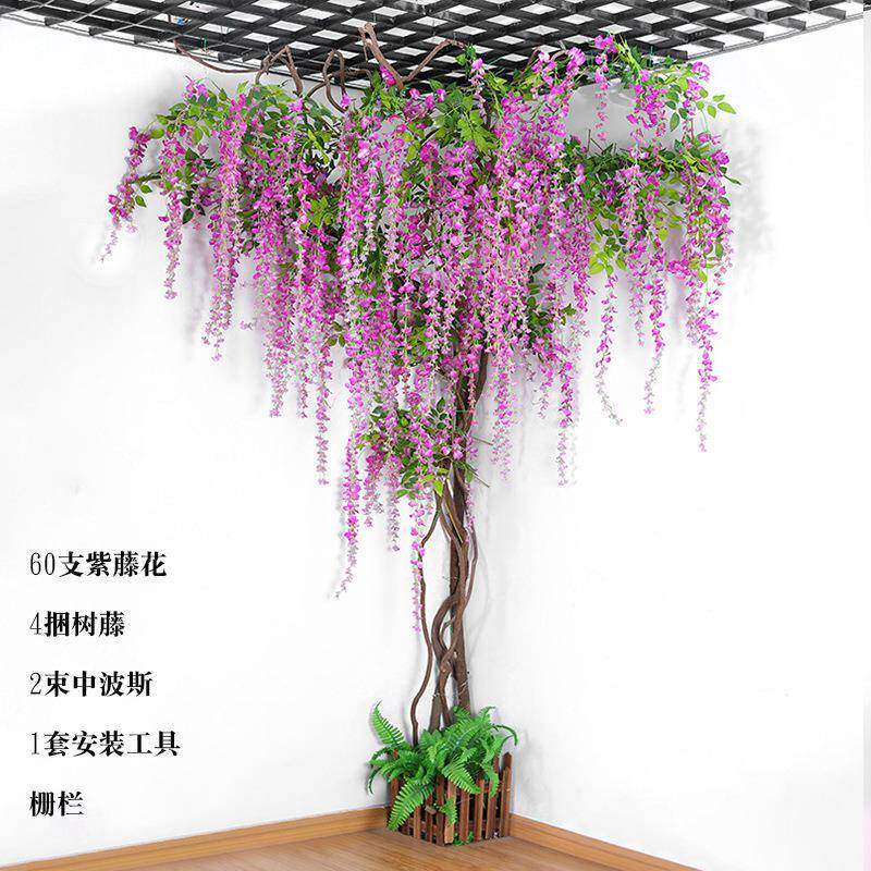 枯225新款跨境仿真树假树藤0婚庆花枝塑料装厅饰客008绿植藤树藤