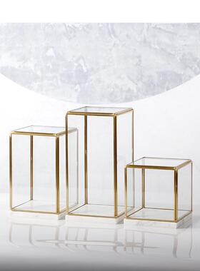 现代玻大装理石座ES-A6007璃罩摆件轻奢软装底展示防尘罩样板房书