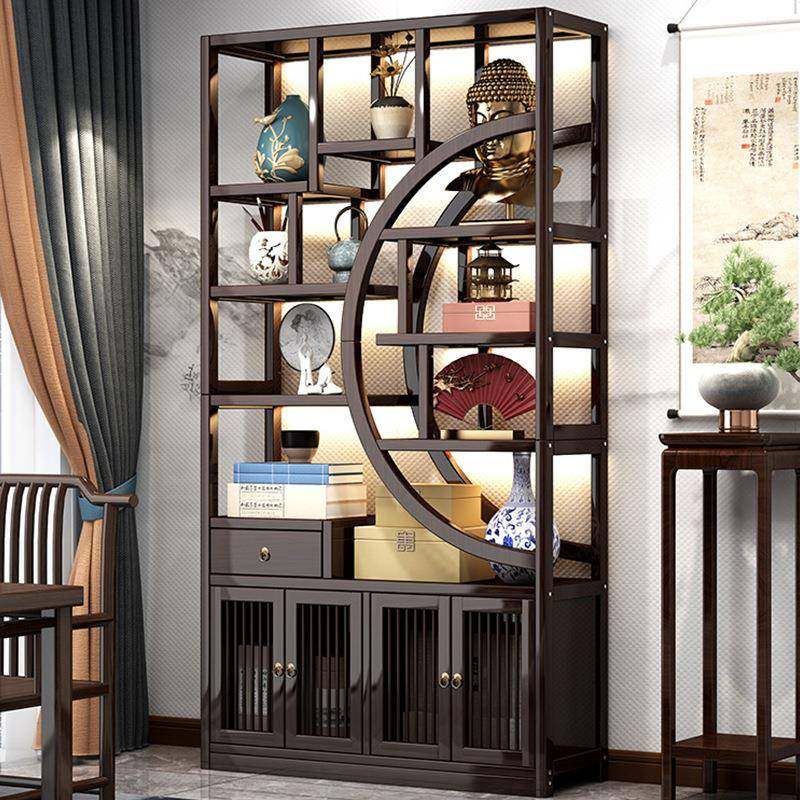 博古架柜置物架式新中茶具架茶收纳架非子实木茶0906室古董摆件展