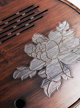 小型用茶家盘沥水托客厅茶茶台多人CP001用简易几竹制圆形蓄水盘