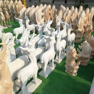 晚头霞红摆大型石雕母子鹿鹿景观GTS006小区庭院回草坪石头雕塑件