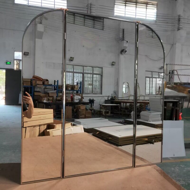 可折叠镜子不锈钢悬空吊镜异形双面发光家用酒店天花板椭圆化妆镜