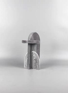 代简居约创意黑白色条现纹树脂摆DS8878D件家样板柜房间客厅电视