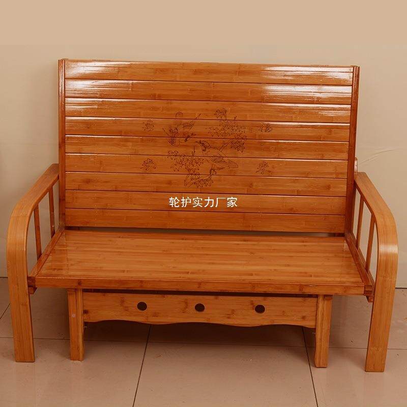 竹床简用易折叠床沙发办两用单人双家人多功OZO能公室耐用