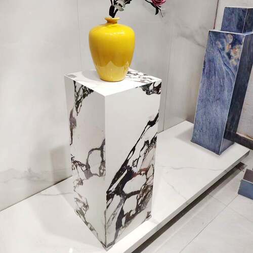 岩板花摆架轻奢客厅落式电视旁酒店玄关置物架展地台件033底座示