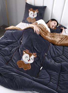 2025热卖绒加抱PXX枕被子加两用厚抱枕被一子二合车载卡通午睡小