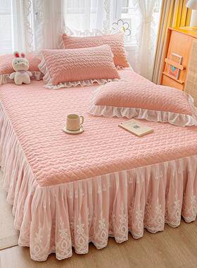 夹棉床裙四件套a类加母婴级冬季厚床笠水棉纯棉洗DW-91002件套南