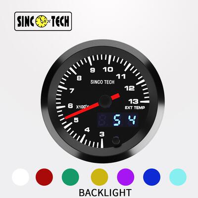 SINCOTECH赛车高速步进电机2吋7彩LED数码排温表黑色52mm DO6369