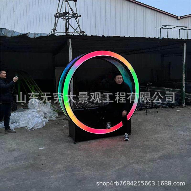 无动力脚踩喷泉单车 互动脚踏发电发光单车 脚踩发电水车划船机