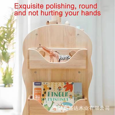 木质多层可童转WIB儿玩具收纳架宝旋宝阅读区书置物本架实木整理