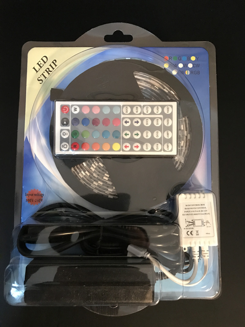 5050RGB LED灯条灯带套装60灯每米 5050滴胶防水七彩44按键带电源