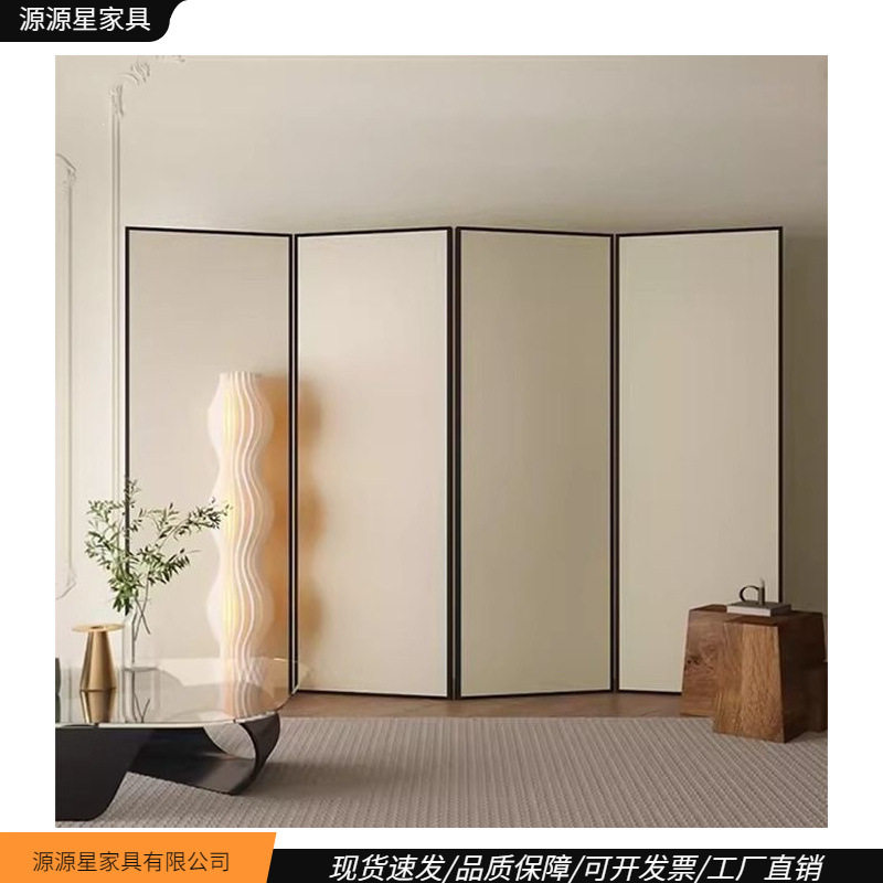 奶油风屏风隔断客厅可折叠移动现代简约遮挡酒店家用入户玄关折屏