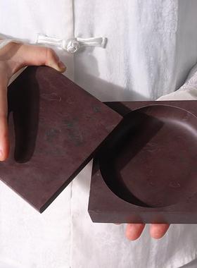 端砚书NFN法专用台精品老带坑石宋坑绿端天然原墨石料毛笔墨汁盒