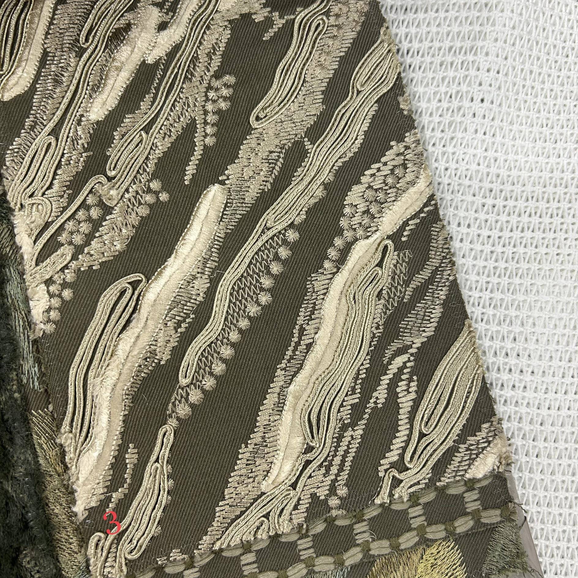 门c140m绣花绣花米色黑色咖色满幅2424绣面料窗样板房抱枕布帘布