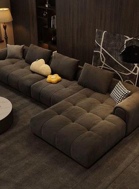 GRO贵磨砂麂绒布艺沙发客厅代轻奢小户型直排妃现云朵泡皮芙一件