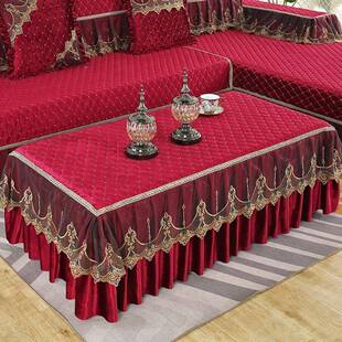 茶几桌布025新罩款 厅家用布艺茶几盖巾防 茶几套蕾丝长方客无品牌