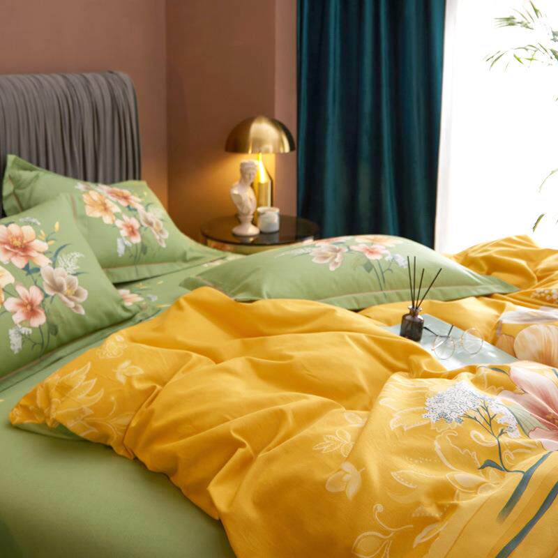 6A全棉四套纯棉D100床上用品夏季件加厚F76SSH86磨毛被罩床单J被