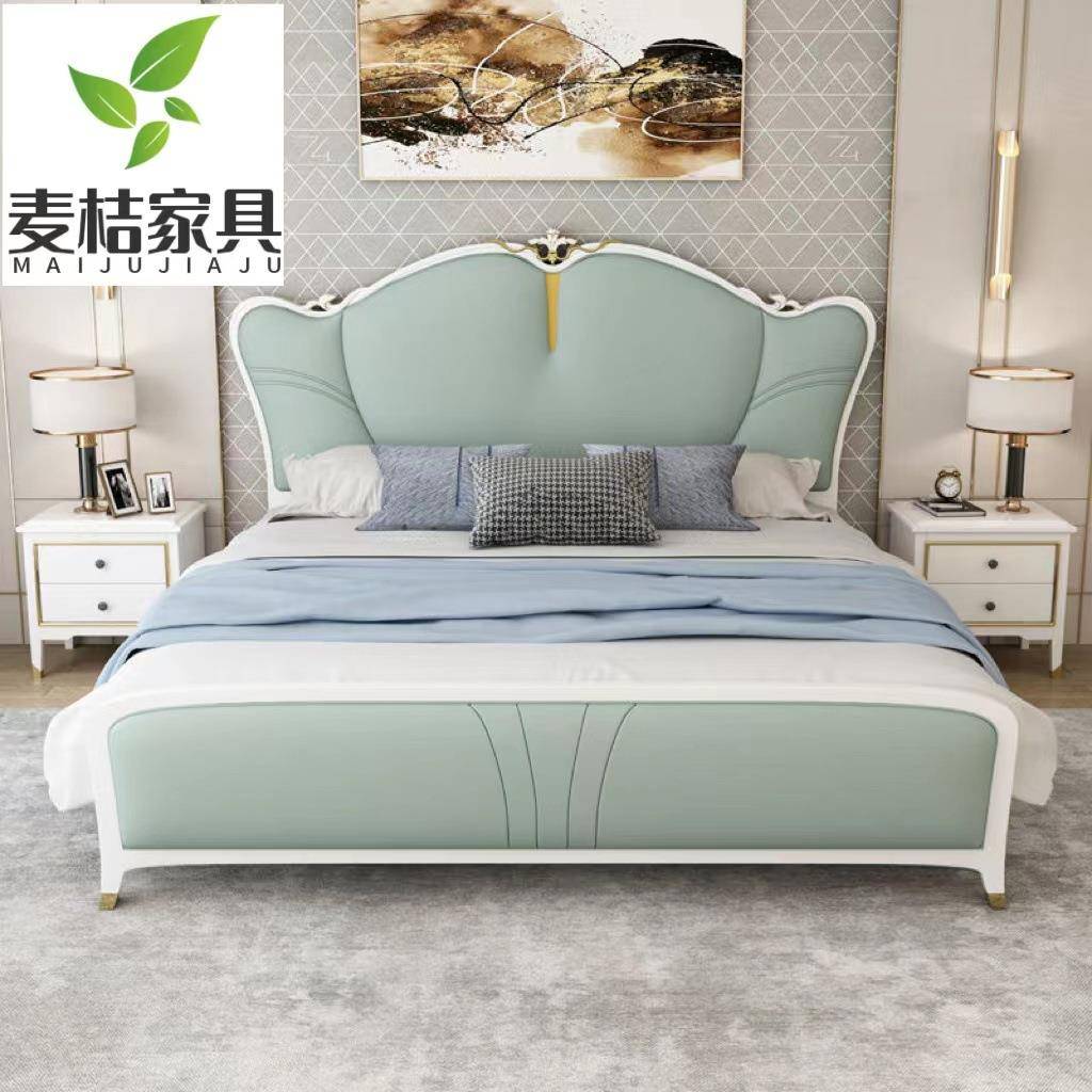 式实木床1美.8床米双人主卧21高箱储物大床现简约1.5公代主床