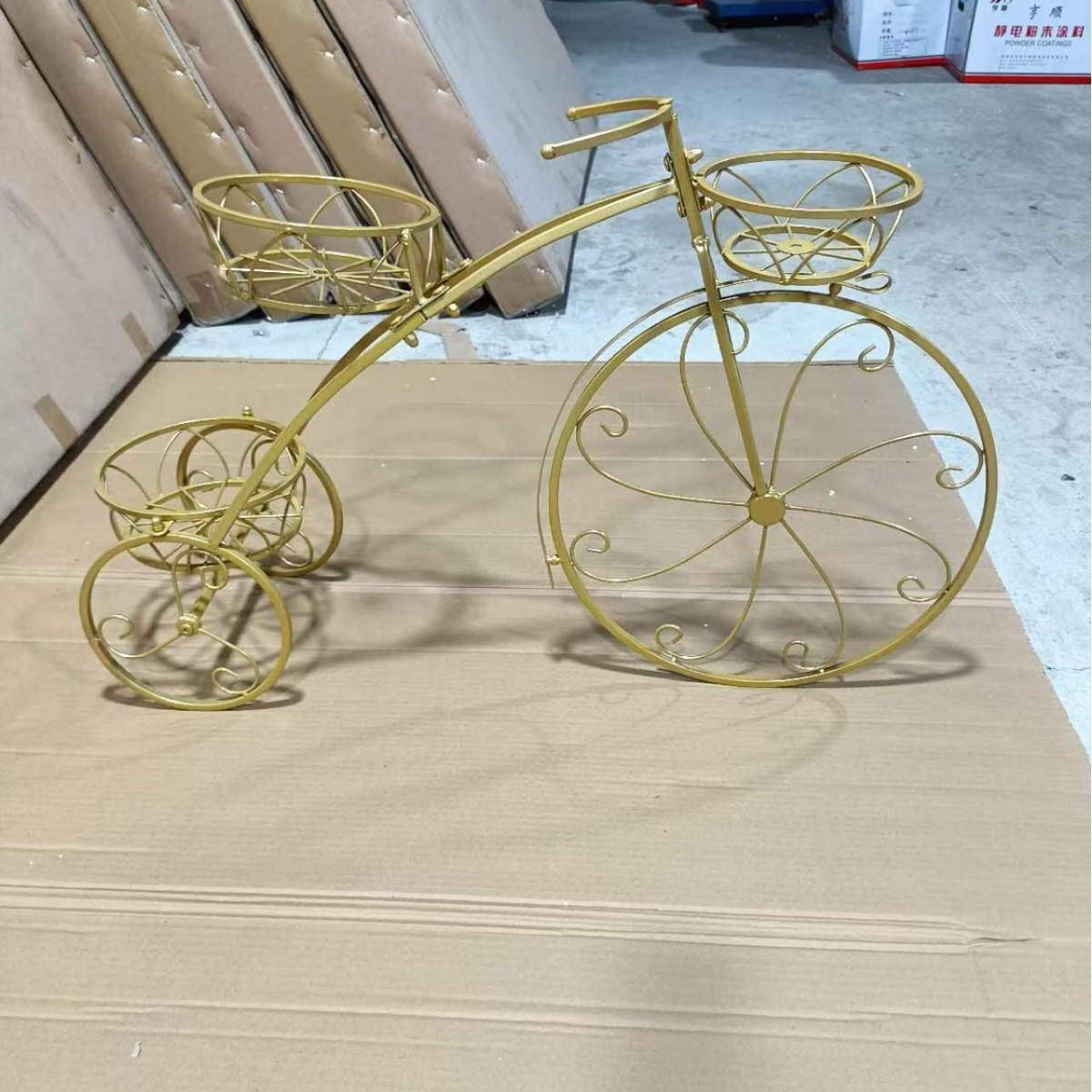铁艺自行车花架欧工约艺代简美热销金现属落地绿88-2萝摆放室