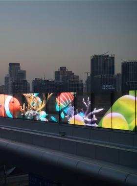 格led透明玻璃HTI屏示室外橱窗广告栅贴膜膜全息全彩冰晶屏柔性显