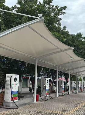 白色PC膜车材停30374膜棚景观张拉汽车雨篷小区轿车膜结构停车V棚