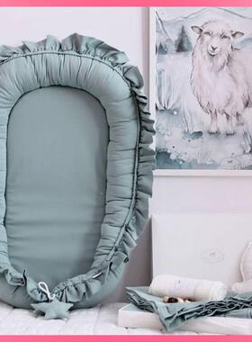 ◊跨境新携款花边棉布37820婴儿子宫新仿生睡床便式生床中儿床睡垫