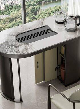 奢岩板台茶茶桌椅组合现代约家用小户型阳台烧水壶81420轻一体简小茶几