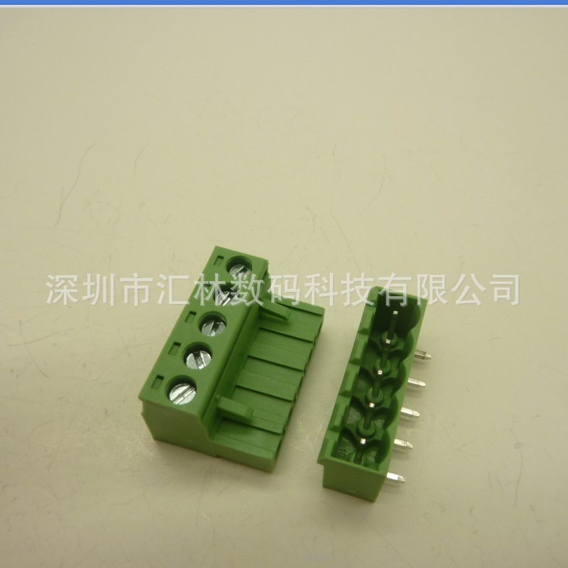 5.0mm插拔式接线端子插头5位端子台-绿色/黑色现货深圳连接器
