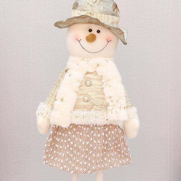 YEO厂家仔80c艺m米金色布可伸缩圣诞老人雪人公玩偶饰场景装摆件