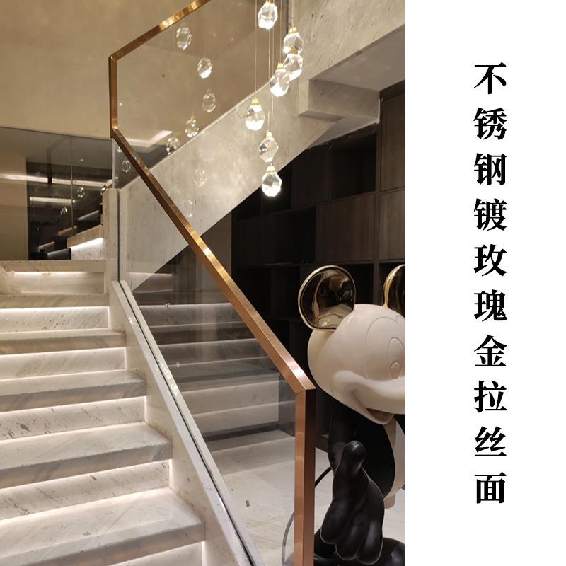 楼梯扶钢不锈玻璃卡槽立柱栏护栏轻奢别墅杆阳台URJ室手内室外图片