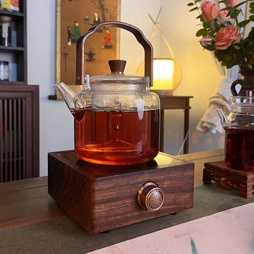 胡桃实木小型黑晶炉1000W黑晶炉煮茶快煮壶烧水炉煮茶炉保温加热
