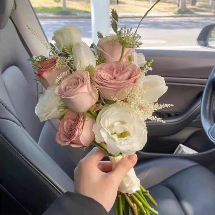手捧花领证登记花束新娘婚礼假花高级仿真混搭郁金香影楼拍照道具