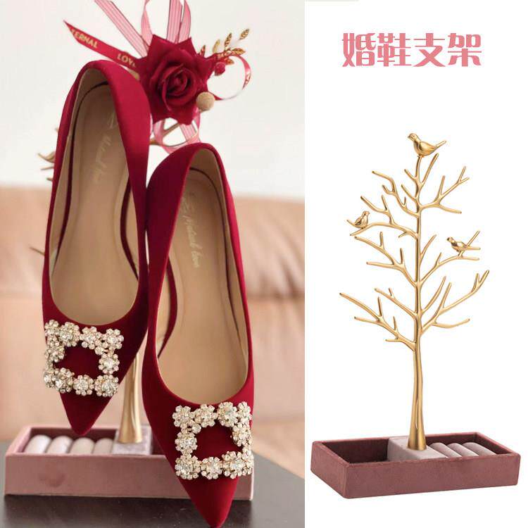 婚鞋展示架放置架托架结婚拍照道具套圈接亲游戏装饰品摆件展示台