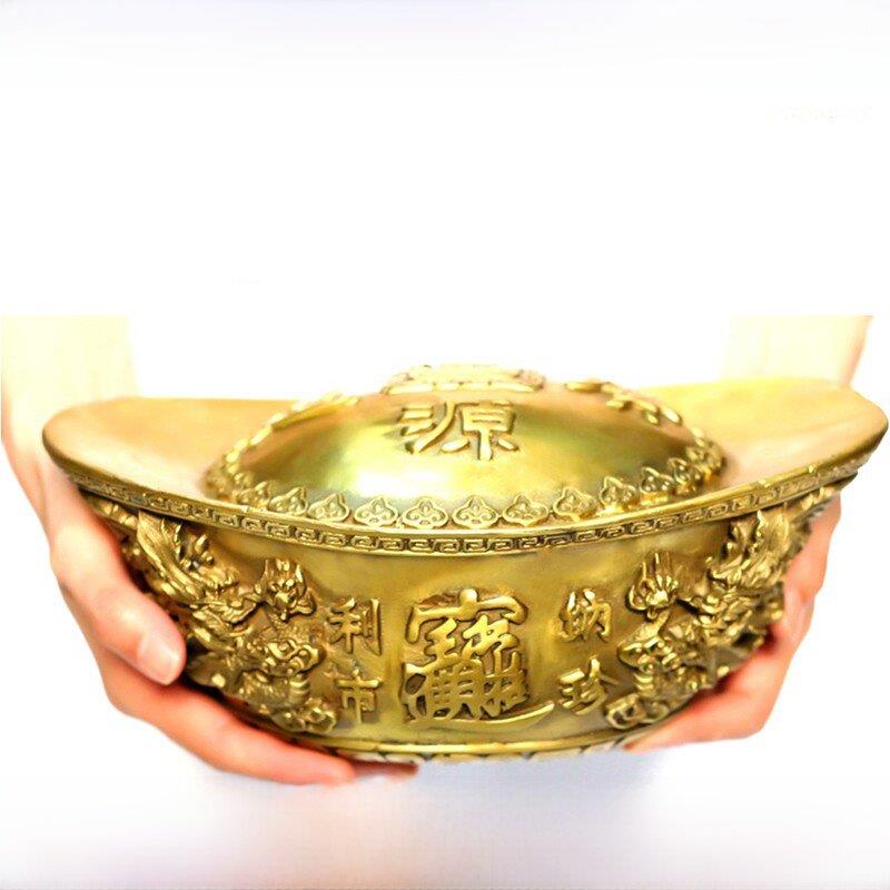 纯铜金锭饰品超大聚宝盆储蓄罐商店办公室前台工艺品客厅陈设