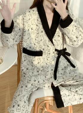 春秋季孕妇睡衣大码200斤月子服秋冬款空气棉产后哺乳喂奶居家服