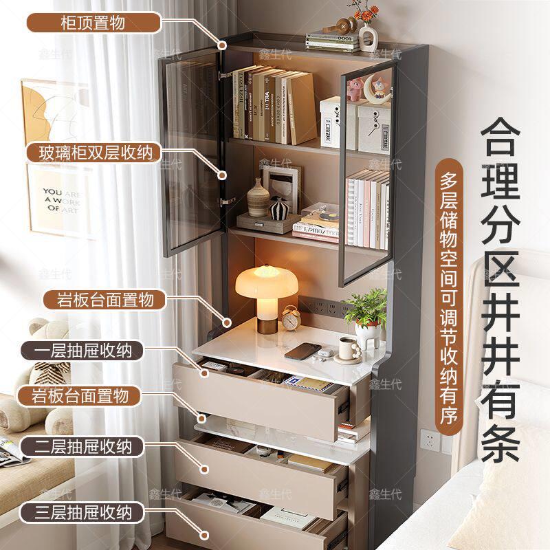 床头柜家用玻璃柜现代简约卧室床头收纳柜小户型置物柜多功能柜子