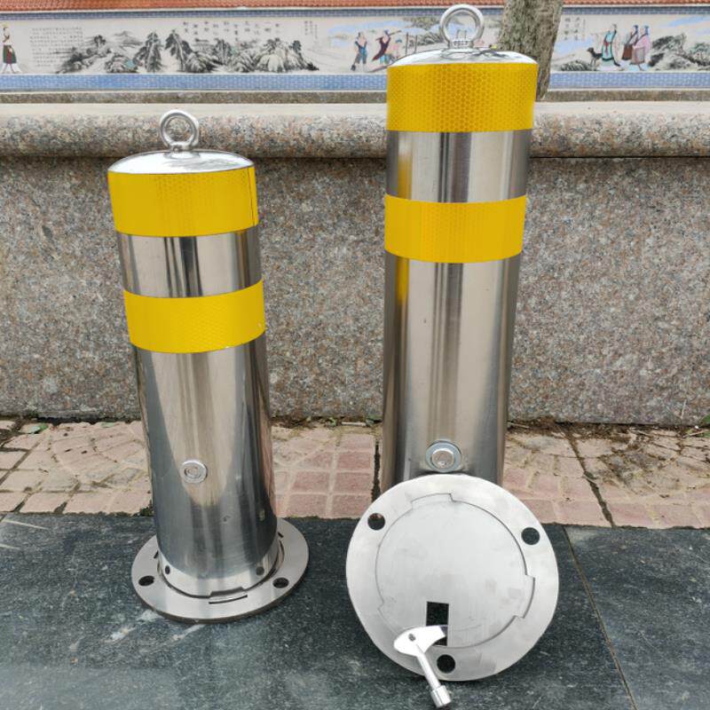 不锈钢活路桩固定预埋式新款可拆卸加厚隔离柱阻车路障反光警示柱