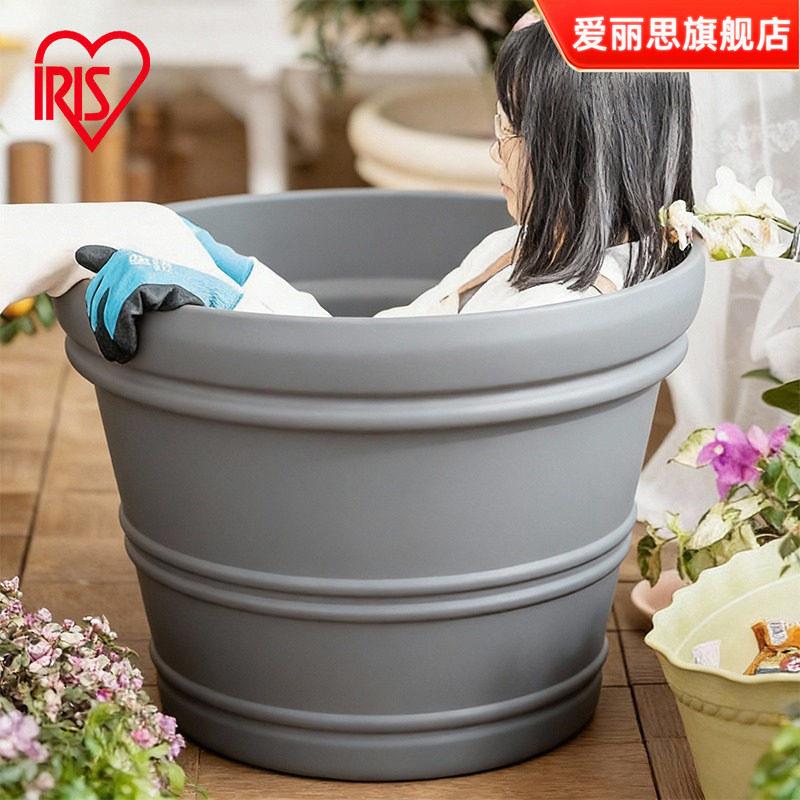 爱丽思特大号彩色花盆种植箱凸纹种树带托盘大口径深型塑料厚花盆
