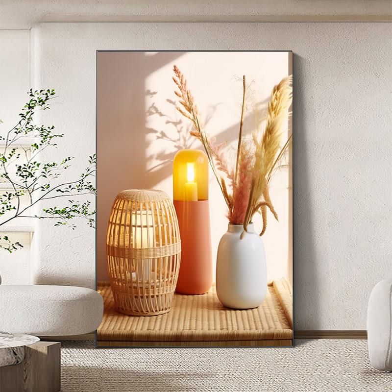 光影植物客厅装饰画北欧静物治愈系沙发背景壁画走廊过道竖版挂画