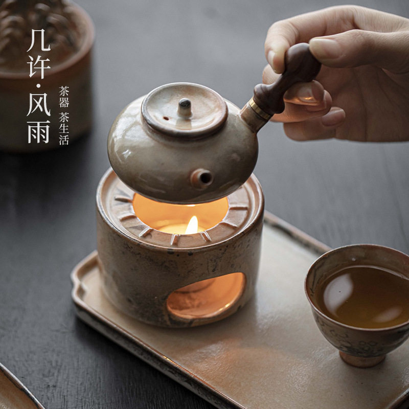 几许风雨墨彩柴烧蜡烛温茶炉