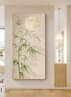 竹报平安关装式饰画原木风入玄户正对门壁画新中竹子走PRZ廊过道