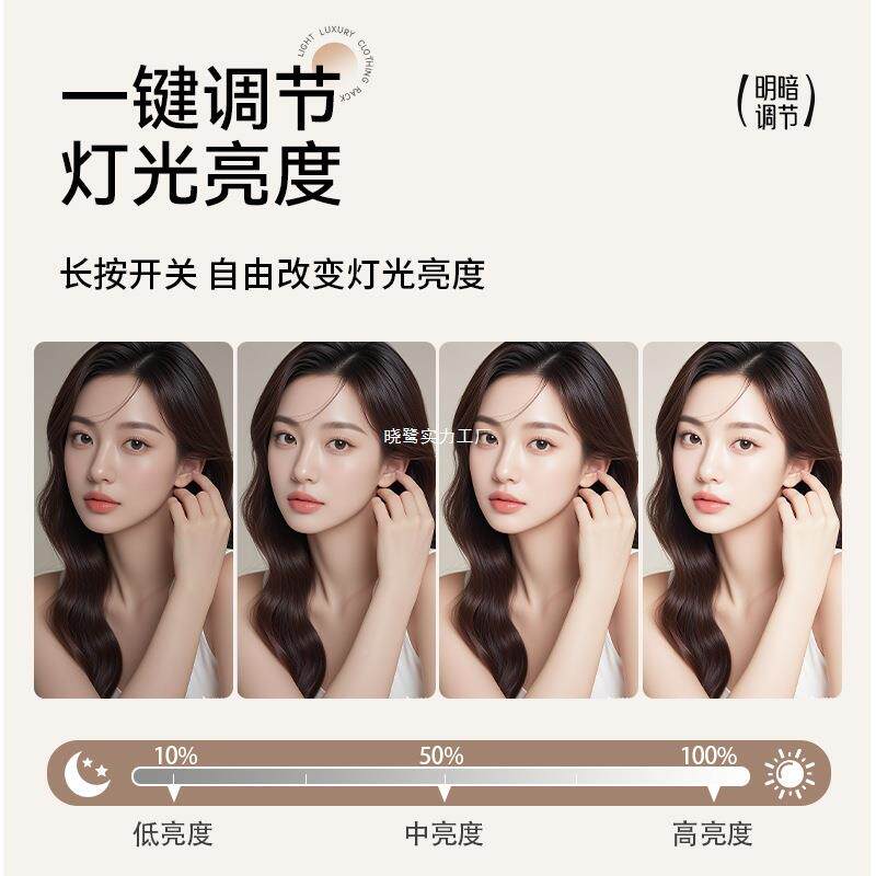 l577ed化卧妆镜带灯台式梳镜妆镜桌面子桌卧室主化妆大尺寸可旋转