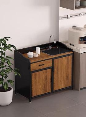 loft铁物艺手洗台厅一体台盆餐边柜茶水柜工业风客靠墙收纳DID置